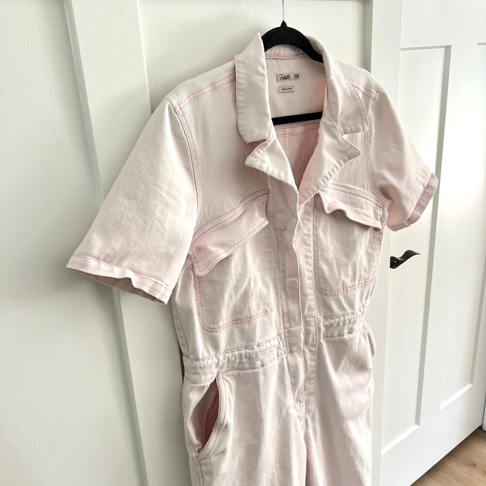 Faherty Blythe Cotton Pink Jumpsuit Coveralls Women's Size Medium - Picture 8 of 10